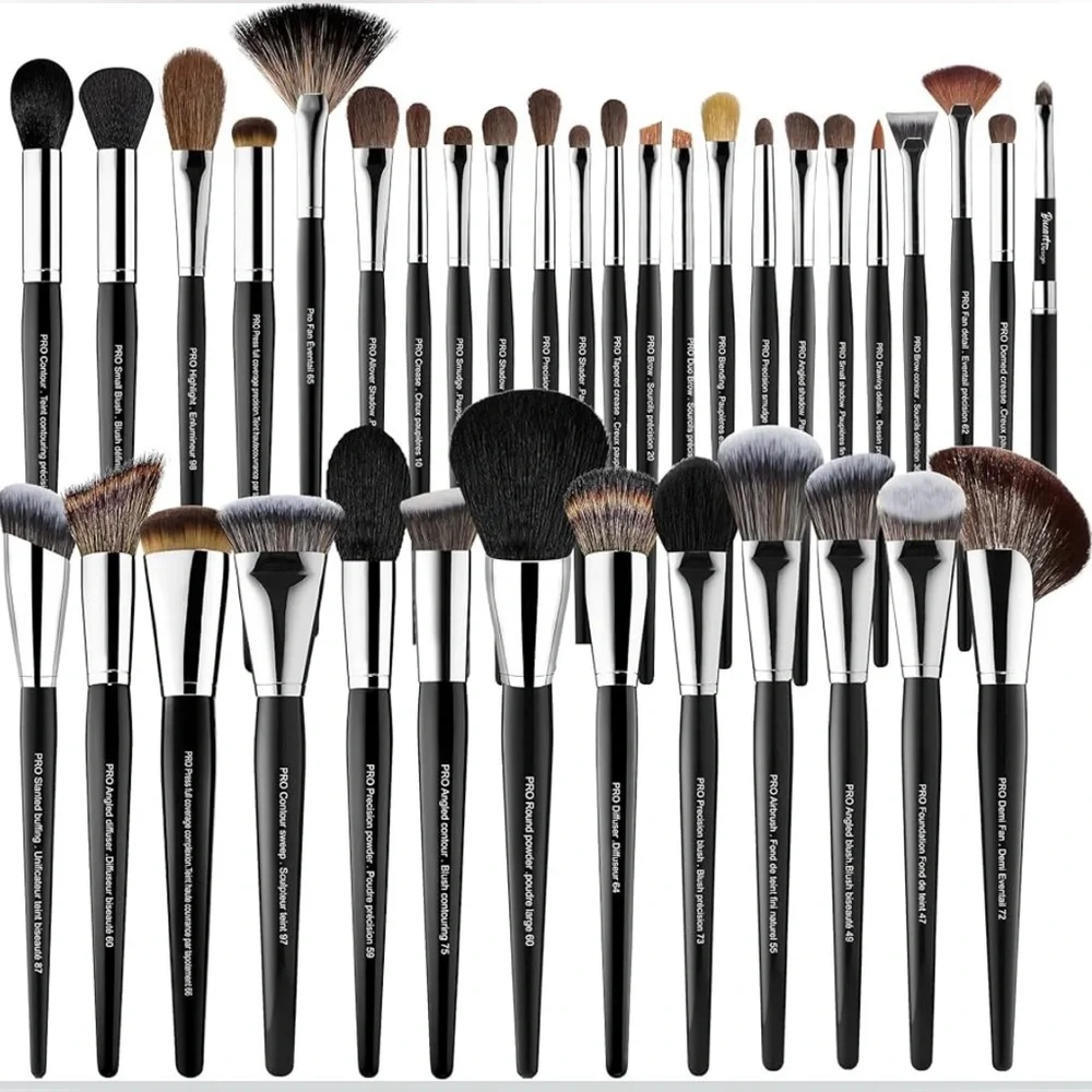 Bueart Design 36 Piece PRO Grade Pony Goat Synthetic Makeup Brush Set & Holder